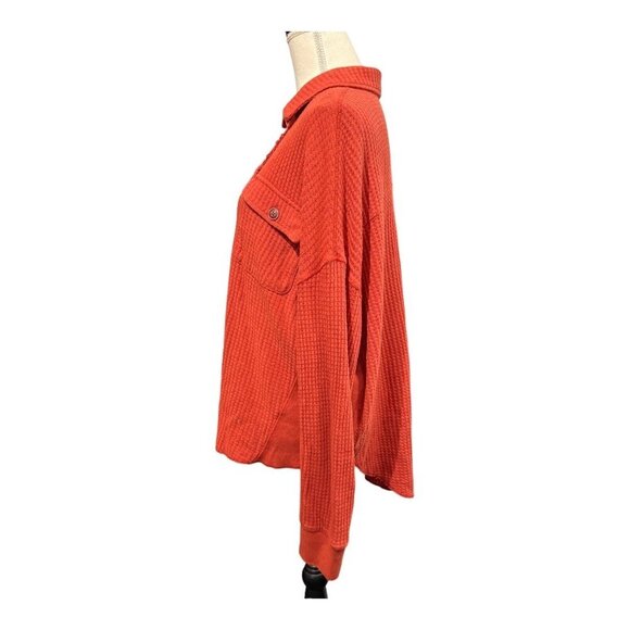 Fyre & Co Womens XL Thermal Button Down Shirt Rust Distressed Western Outdoor - Picture 2 of 11